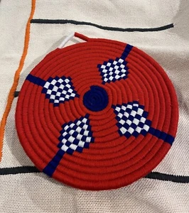 Moroccan wicker with wool plate, wall hanging Moroccan plate, straw wall plate - Imagen 1 de 2