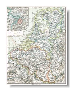 BELGIUM 1910 Original Map Royaume de Belgique Koninkrijk België Nederland - Picture 1 of 6