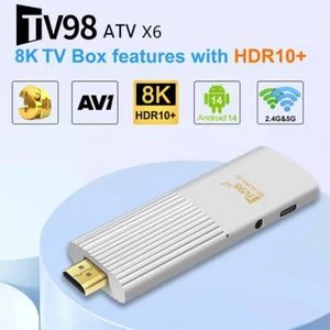 Mini TV Stick TV98 ATV Android 14 with Voice Assistant Dual Wifi Media Player 8K - Picture 1 of 24