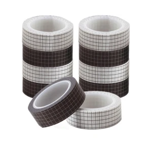 10 Rolls White Black Grid Washi Tape Set Writable Adhesive Masking Paper Tapes - Picture 1 of 25