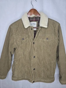 Old Navy Trucker Jacket Brown Corduroy Flannel Lined Insulated Full Snap Boys XL - Picture 1 of 23