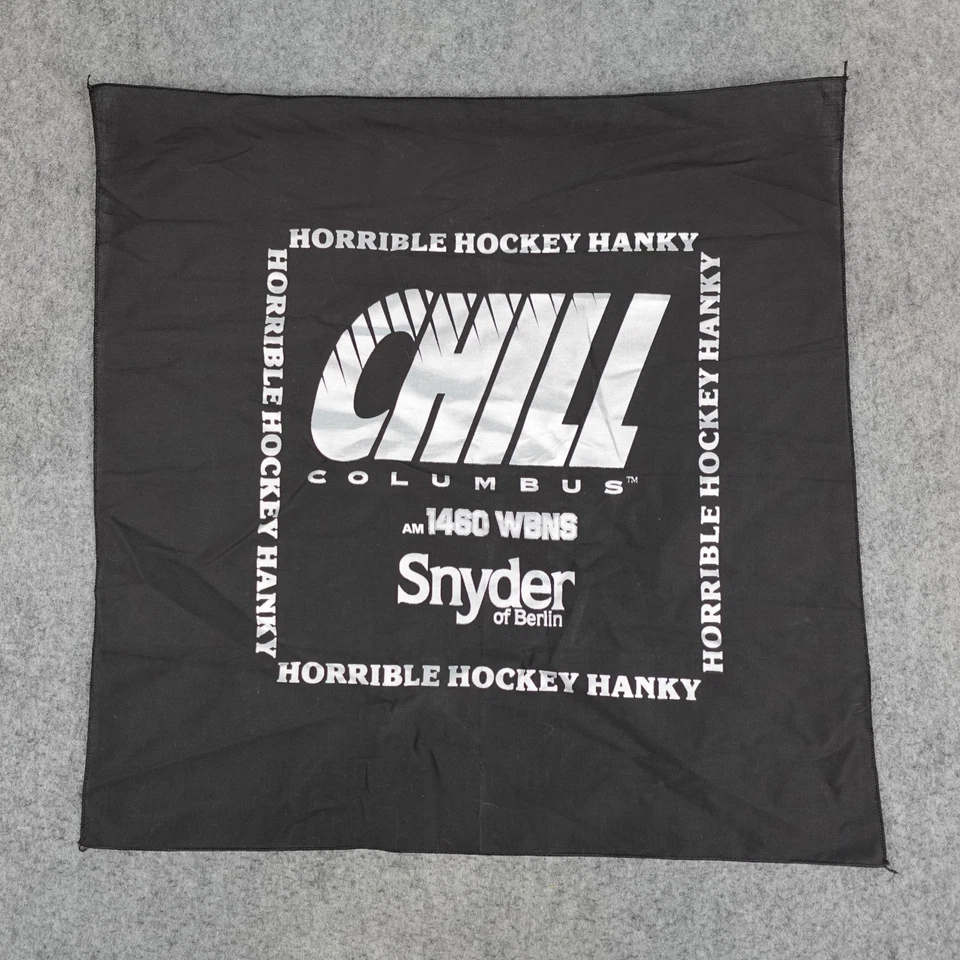 Винтажное хоккейное полотенце Columbus Chill Horrible Hanky Black Snyder AM 1460 WBNS - Изображение 1 из 4