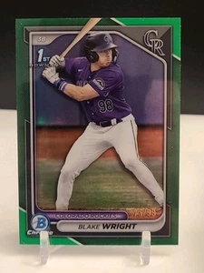 Bowman Draft 2024 cromo refractor verde Blake Wright/99 #BDC-27 1st Bowman radiocontrol - Imagen 1 de 2