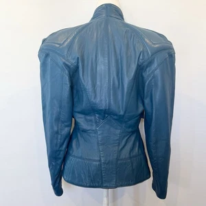 North Beach Echtleder Michael Hoban türkis blau grün Vintage 80er Jacke S - Bild 1 von 15