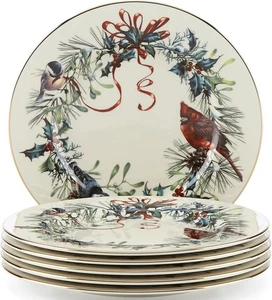 Lenox China Winter Greetings Salad Plates - Set of Six N/O - Picture 1 of 1