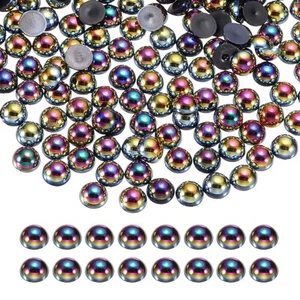 1000Pcs Half Pearl,4mm Plastic Half Flatback Imitation Pearls Cabochon(Black AB) - Picture 1 of 6