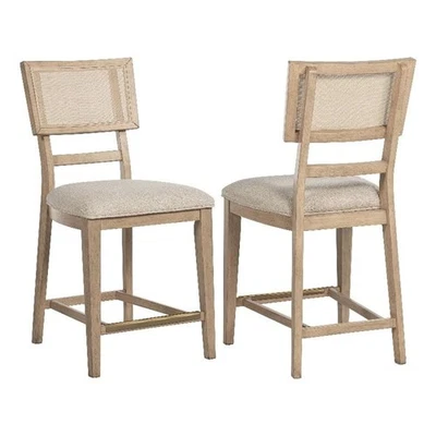 Kailani Rattan Cane Counter Side Chair Beige Oak (Set of 2) - Image 1 of 4