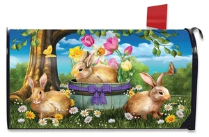 Briarwood Lane Frühling Hase Korb Blumen Briefkasten Abdeckung - Bild 1 von 4