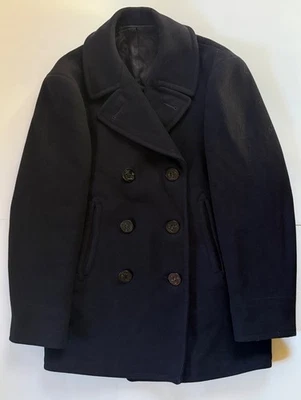 Vintage 40s 50s US Naval Clothing Depot Wool Navy Pea Coat SIZE 36 - EXCELLENT - Image 1 of 4