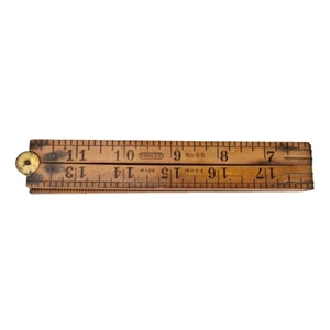 Vintage Stanley 24" klappbares Zimmermannslineal Holz/Messing Nr. 68, Made in USA - Bild 1 von 11