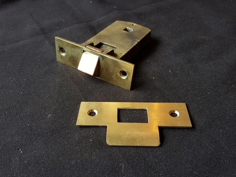 One Reclaimed Antique Brass Victorian Railway Mortise Door Latch & Catch (ER10) Cover