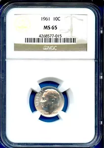 1961 P NGC MS65 Roosevelt Dime 10c US Mint Silver Coin 1961-P MS-65 - Picture 1 of 3