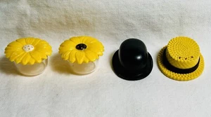 Lot 2 Sets of Vtg Salt & Pepper Shakers Sunflowers Straw & Bowler Hat Jaydon Inc - Picture 1 of 8