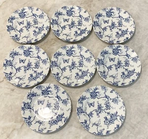 Set 8 Churchill Toile de Jouy Blue 6.75" Bread Butter Plates Dessert Queens - Picture 1 of 5