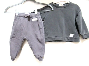 Zara Toddler Size 12/18M & 2/3 Years Gray Cotton Joggers & Sweatshirt Set - Picture 1 of 5