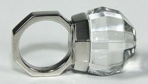 NUOVO ANELLO STERLING BACCARAT FACETTES 55 taglia 7 20 carati GLOBO CRISTALLO GIOIELLI NUOVO CON SCATOLA - Foto 1 di 5