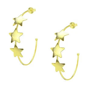 Sheila Fajl Silvina Triple Star Statement Hoop Earrings in Gold Plated - Picture 1 of 5