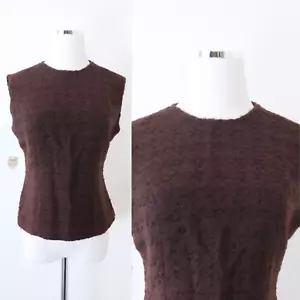 NWT Vintage 1950s Wooly Shell Top Sleeveless Brown Metal Zipper Back - Picture 1 of 12