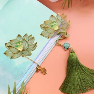 Lotus Bookmark Hollow Metal Chinese style Book Mark Reading Home Literary Gifts - Picture 1 of 11
