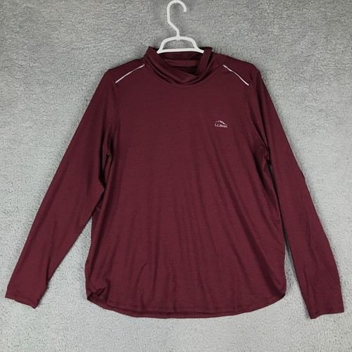 VETEMENTS Camicia pullover bordeaux da uomo L L Bean manica lunga collo a vite taglia L Reg