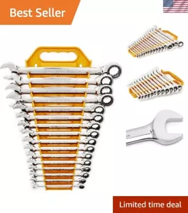 16 Piece Ratcheting Combination Wrench Set with Tray | Metric | - Picture 1 of 5
