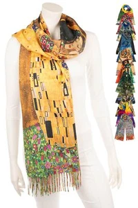 Leichter Schal Damen Viskose Bunt Frühling Weich Baumwolle XXL Künstler-Motiv - Bild 1 von 244