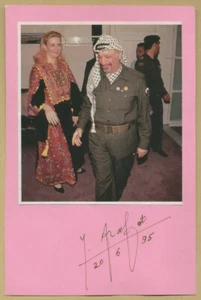 Yasser Arafat (1929-2004) - Líder palestino - Tarjeta rara firmada - Nobel - Certificado de autenticidad - Imagen 1 de 2
