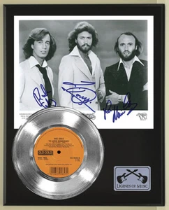 Bee Gees "To Love Somebody Reproduction Signed Silver Record Display Wood Plaque - Picture 1 of 4