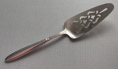 Vintage Pierced Dessert Pie Cake Server National Silverplate Sterling Handle 11" - Image 1 of 4