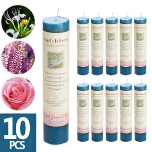 WHOLESALE CRYSTAL JOURNEY Herbal Pillar Candles ANGEL'S INFLUENCE 7'' Blue LOT - Picture 1 of 13