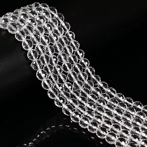Clear Quartz Faceted Round Beads 3mm 4mm 6mm 8mm 10mm 12mm 14mm 15.5" Strand - Picture 1 of 2