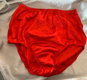 Nuevo sin etiquetas 100% Nylon Rojo Cintura Alta Bragas Calzoncillos XL Con Nylon Satinado Refuerzo - Imagen 1 de 6