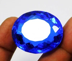 Pietra Preziosa Sciolta Tanzania Blu Taglio Ovale 90,00 Ct Naturale CERTIFICATA - Foto 1 di 8