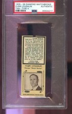1935 Diamond Matchbooks Match Book Cover Clem Loughlin PSA A Graded Hockey Card