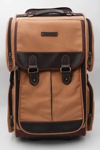 Eddie Bauer Carry-On Luggage with Wheels, Brown Canvas Rolling Travel Suitcase - Picture 1 of 10