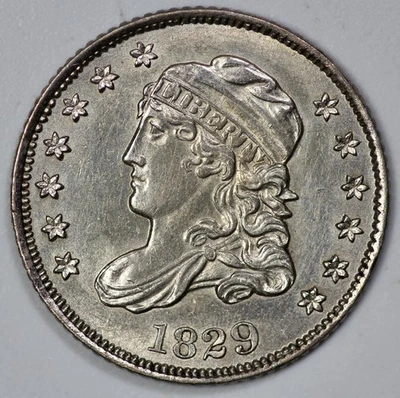 Серебряная монета номиналом 10 центов 1829 с изображением бюста не бывшая в обращении - Изображение 1 из 3