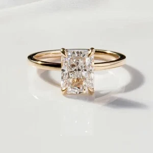 Dainty 2.25CT Radiant Cut Engagement Ring Solitaire Wedding Ring, Promise Ring - Picture 1 of 7