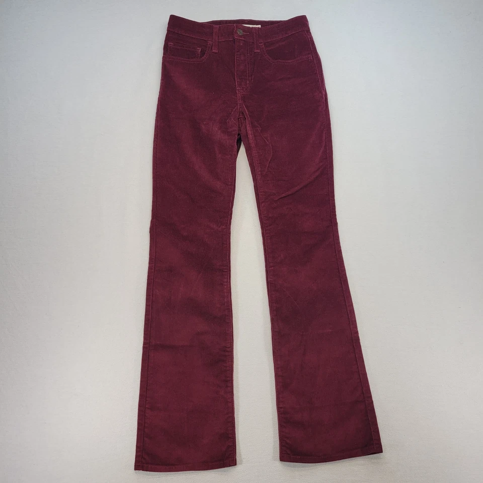 Levis 725 Pants Womens 27 Burgundy Corduroy High Rise Bootcut Stretch Preppy - Image 1 of 4