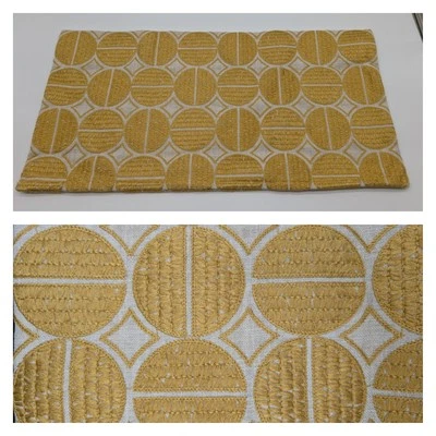 Lumbar Pillow Woven Fabric Embroidered Geometric Coin Pattern 12x24 Cover Only - Image 1 of 4
