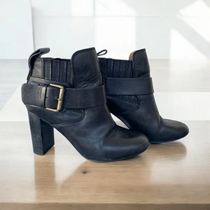 See By Chloe Womens Black Leather Buckle Block Heel SB Booties Pumps SZ 9.5 - Picture 1 of 6