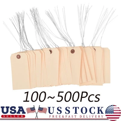 100~500 piezas etiquetas colgantes precableadas de inventario de 4 3/4"x2 3/8" tamaño 5 con cable en EE. UU. STOCK Foto 1 de 4