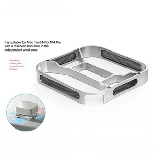 Support de refroidissement en aluminium pour Mac Mini avec protection contre la poussière et ventilation - Photo 1/12