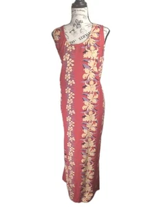 Chico Design 2 Seiden Baumwollmischung Etuikleid ärmellos Maxi rot Hawaii Print - Bild 1 von 12