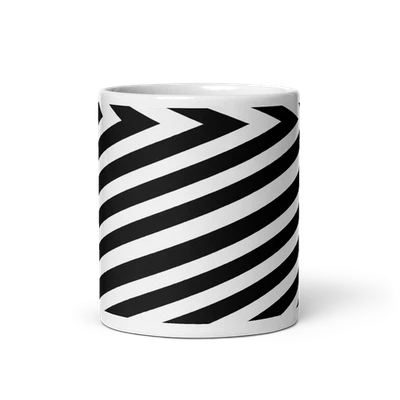 Taza contemporánea minimalista blanca y negra Chevron rayas cerámica 11 oz Foto 1 de 3