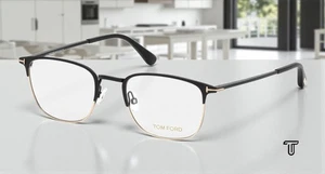 Gafas para hombre Tom Ford FT5453 002 negro mate lentes transparentes metal 52 mm - Imagen 1 de 8