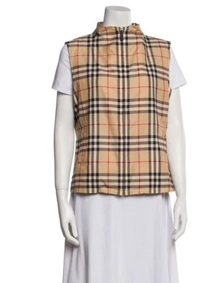 Colete Burberry Golf clássico xadrez estampa Nova Check sem mangas com zíper tamanho pequeno - Imagem 1 de 4
