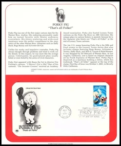 2001 Porky Pig Sc 3534 FDC PCS Looney Tunes cartoons stammering humor animation - Picture 1 of 1