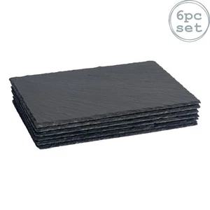 Rectangular Natural Slate Serving Plates Platters Padded Feet Wedding Set Of 6 - Picture 1 of 7