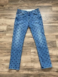 Stella McCartney Star Embroidery Midrise Straight Leg Women Light Wash Jeans 26 - Picture 1 of 13