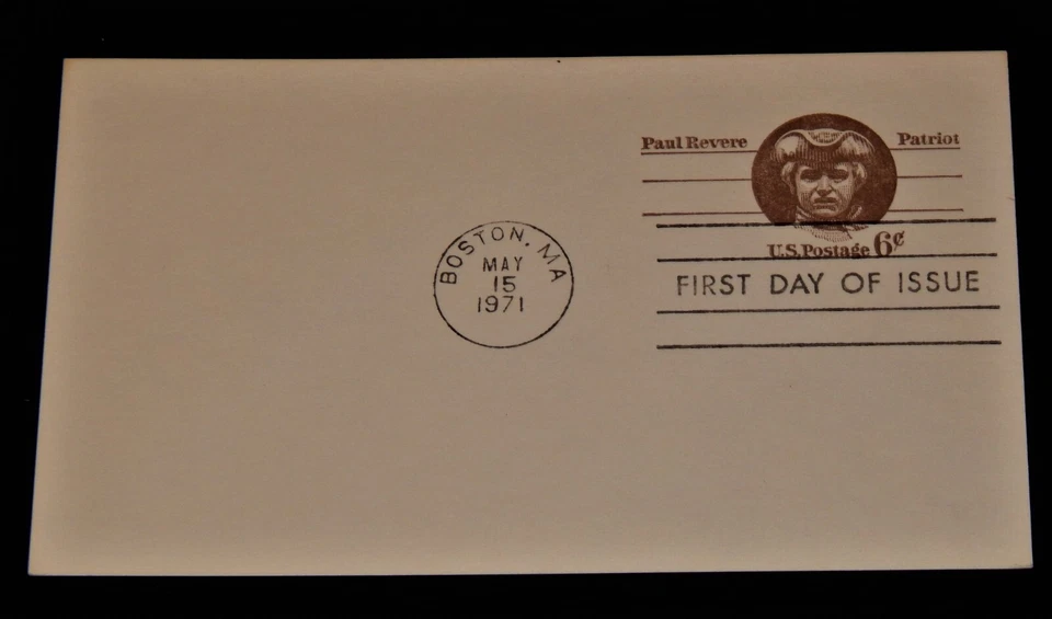 Vintage Postal Card, BOSTON, MA, FDC, 1971, 6 Cent Stamped Card, Paul Revere - Image 1 of 3